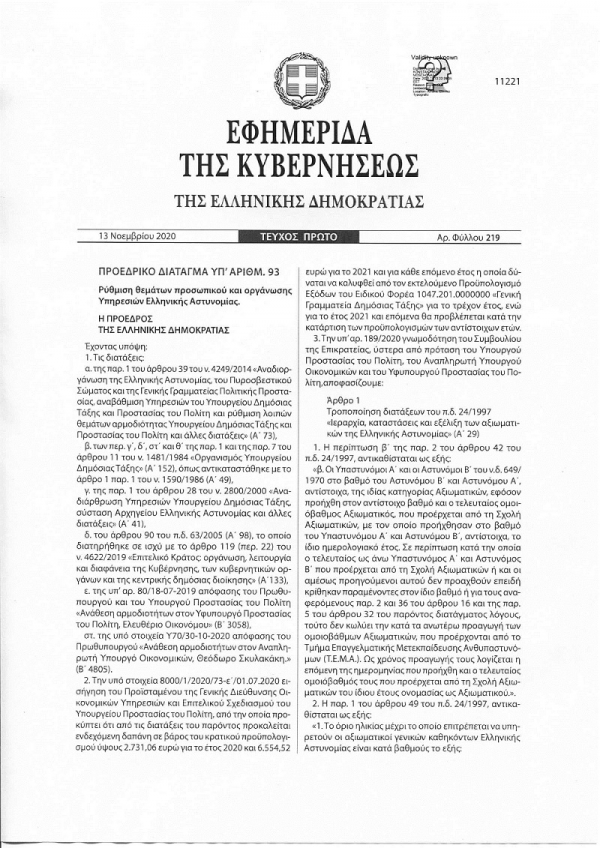 Με Π.Δ. ρυθμίζονται διαχρονικά αιτήματα των Ομοσπονδιών μας.